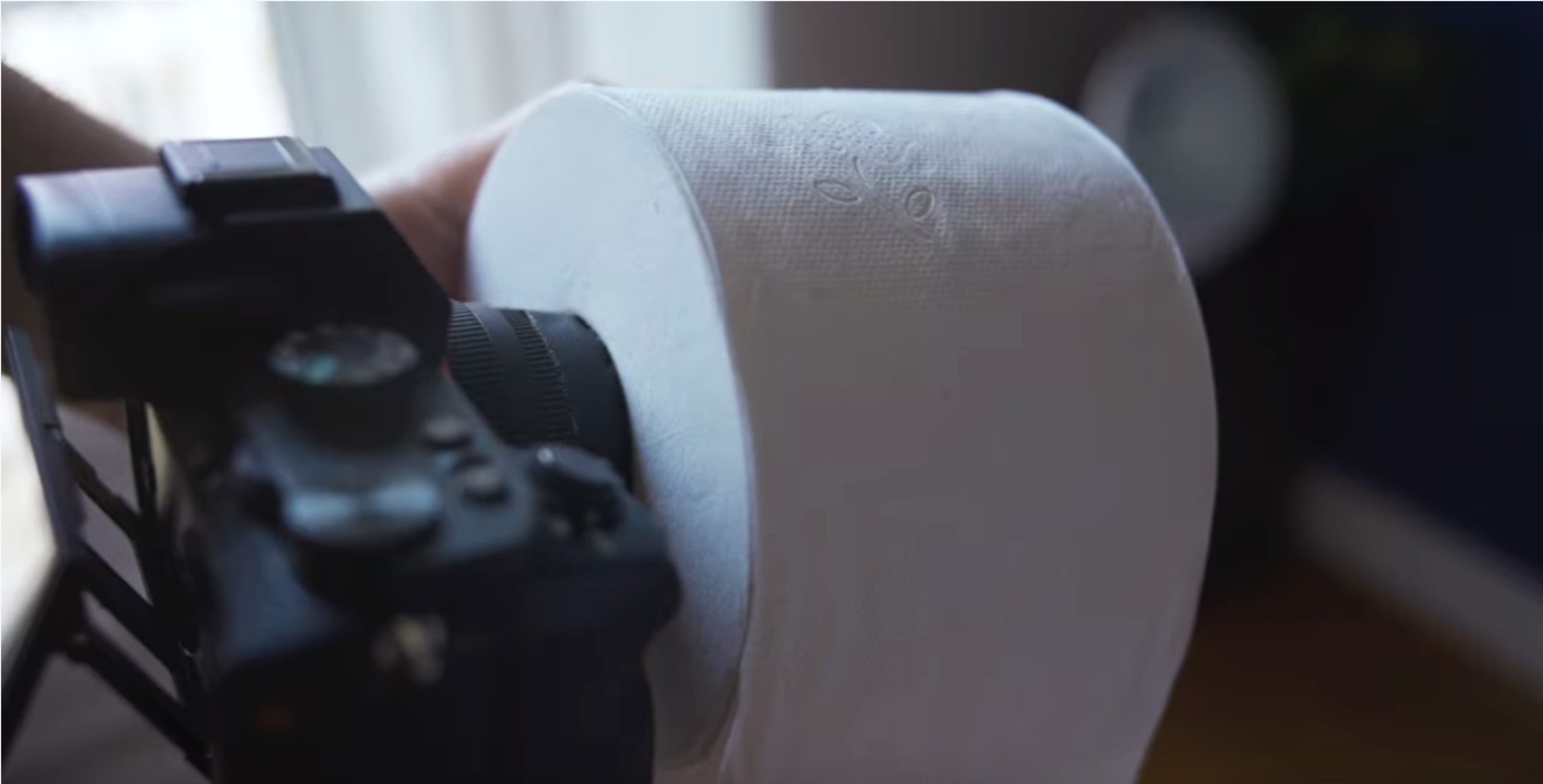 Camera Lens with Toilet Paper Roll